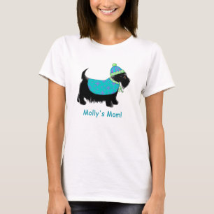 Camiseta Black Scottie Terrier Dog Turquoise Name Personali