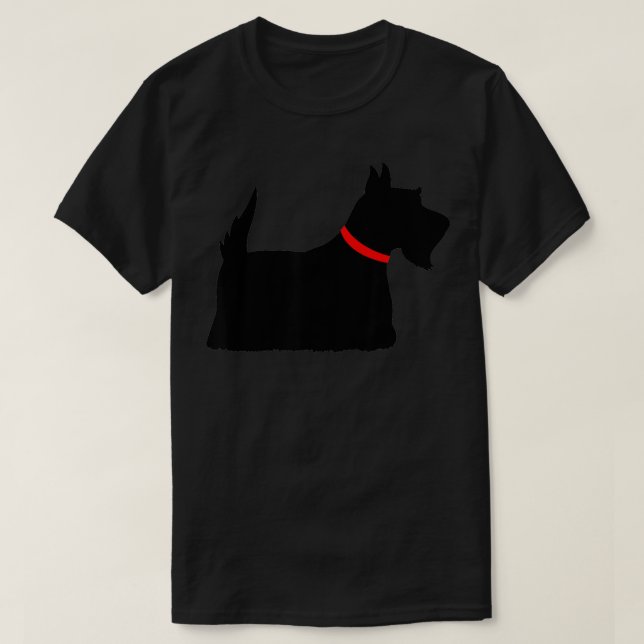Camiseta Black Scottish Terrier com Red Collar Scottie Dog (Frente do Design)