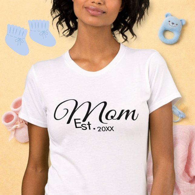 Camiseta Black Script Mom Established New Mom Gift (Criador carregado)