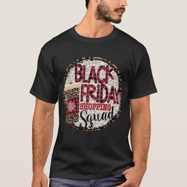 Camiseta Black Shopping Friday Squad Leopard Buffalo Plaid  (Frente)