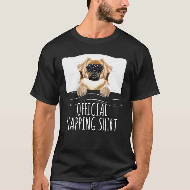 Camiseta Black Sleep Mask Tibetan Spaniel Official Napping (Frente)