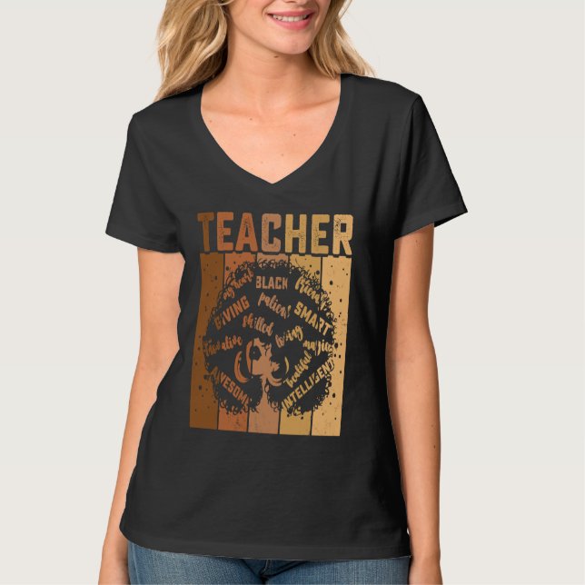 Camiseta Black Smart Teacher Afro Love Melanin African Amer (Frente)