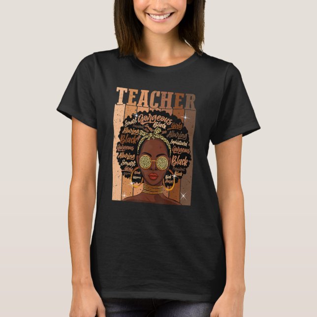 Camiseta Black Smart Teacher Afro Love Melanin African Amer (Frente)
