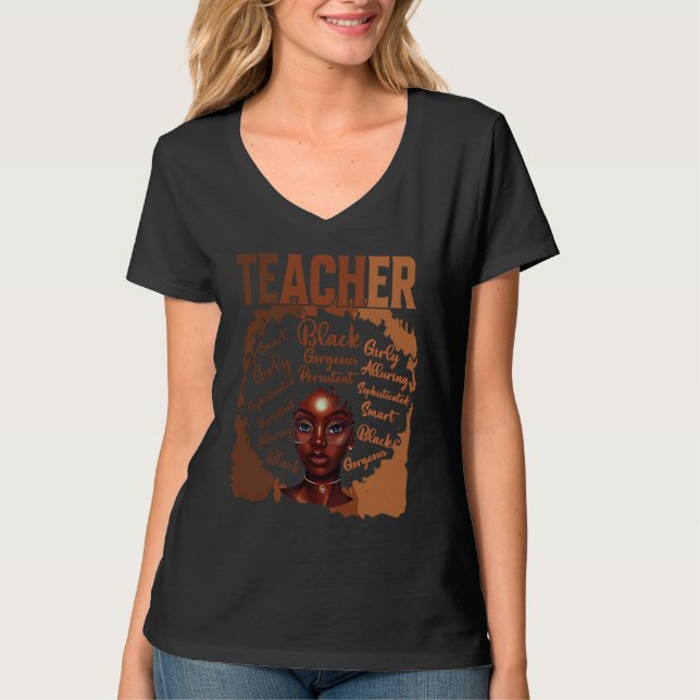 Camiseta Black Smart Teacher Afro Love Melanin Women Black  (Frente)