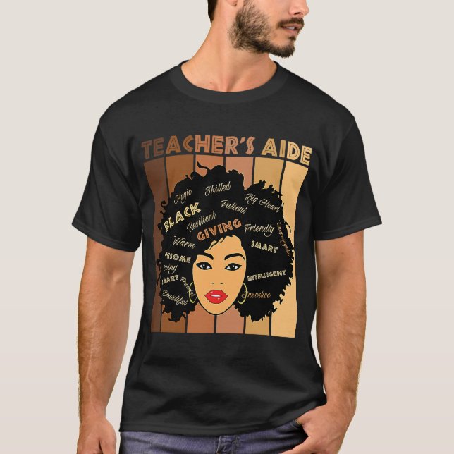 Camiseta Black Smart Teacheru2019s Aide Afro Diva African A (Frente)