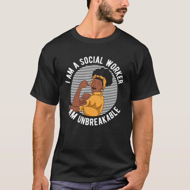 Camiseta Black Social Worker I'm Unbreakable School African (Frente)
