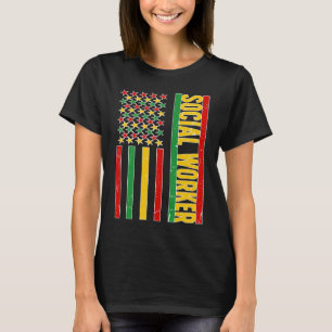 Camiseta Black Social Worker US Flag African American Socia