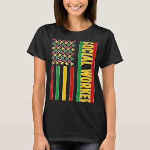 Camiseta Black Social Worker US Flag African American Socia