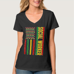 Camiseta Black Social Worker US Flag African American Socia