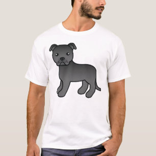 Camiseta Black Staffordshire Bull Terrier Cartoon Dog