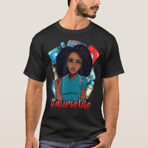 Camiseta Black Strong Nurse Life Afro Love Melanin African