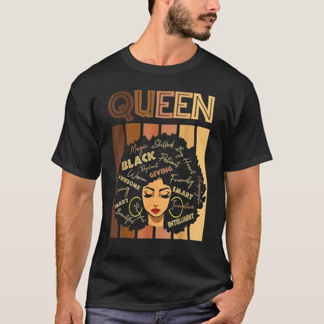 Camiseta Black Strong Queen Afro Love Melanin African Ameri (Frente)