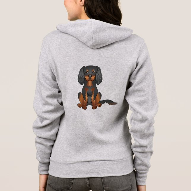 Camiseta Black & Tan Cavalier King Charles Spaniel Sentado (Verso)