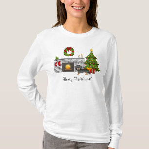 Camiseta Black & Tan Wire Haired Dachshund - Sala de Natal