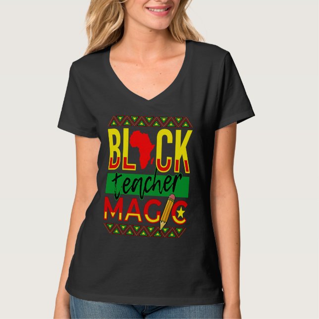 Camiseta Black Teacher Magic Black History Month (Frente)