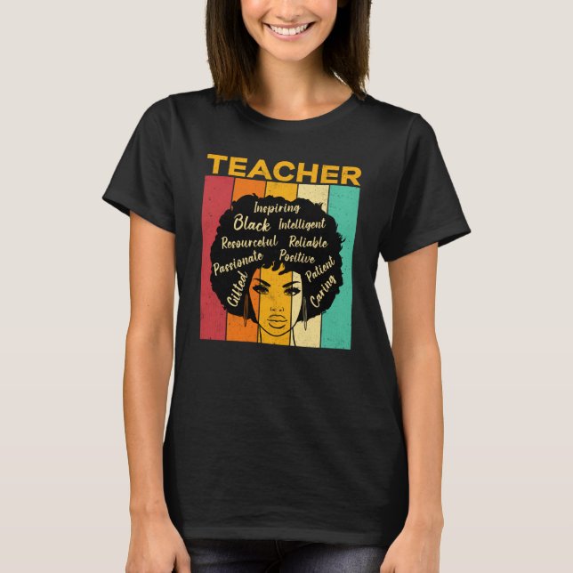 Camiseta Black Teacher Smart African American Educator Afro (Frente)