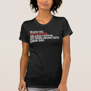 Camiseta Black Tee Red Lipstick Melanin Poppin African