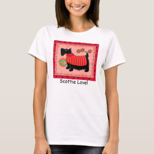 Camiseta Black Terrier Dog Red Coral Custom Scottie Love