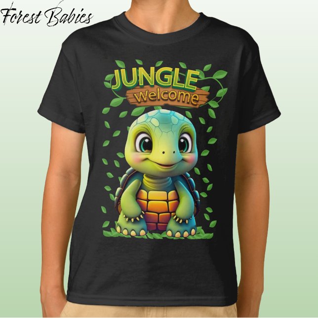 Camiseta Black Tortoise Cute Turtle Animal Cartoon Graphic (Cute Black Tortoise Wildlife Animal Character T-shirt Jungle Welcome Turtle Cartoon Graphic Tee 🐢)