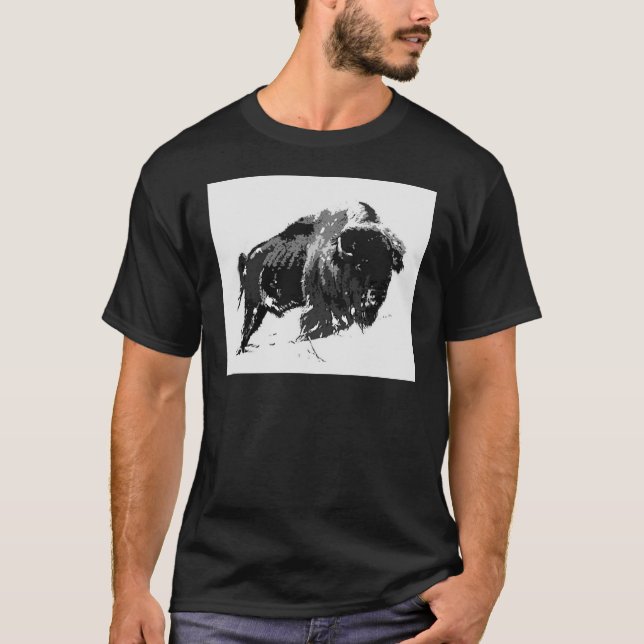 Camiseta Black & White Bison / Buffalo (Frente)