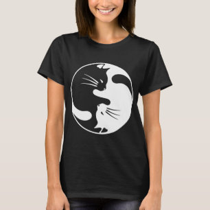Camiseta Black White Cat Yin e Yang para Mulheres 