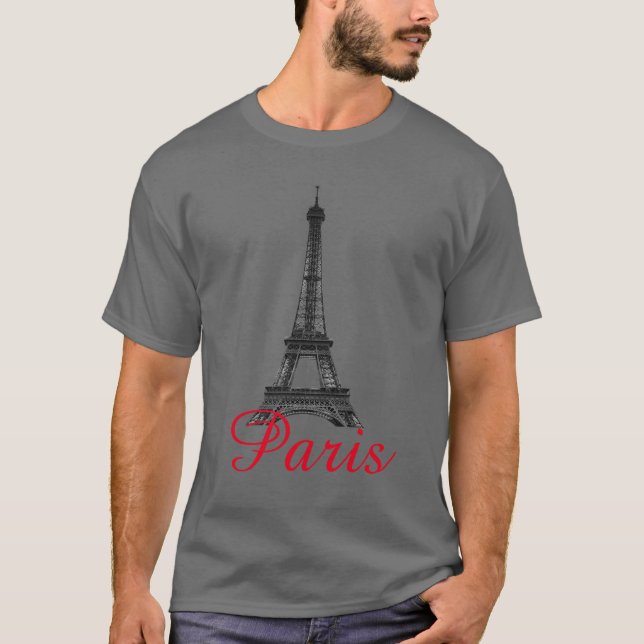 Camiseta Black White Eiffel Tower Paris Love City Viagem (Frente)