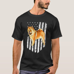 Camiseta Black White Flag Chow Chow 4 De Julho Us