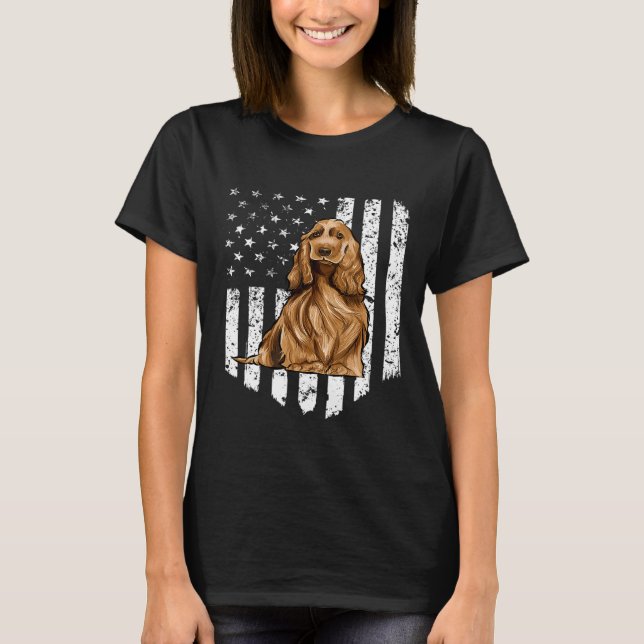 Camiseta Black White Flag English Cocker Spaniel 4 (Frente)