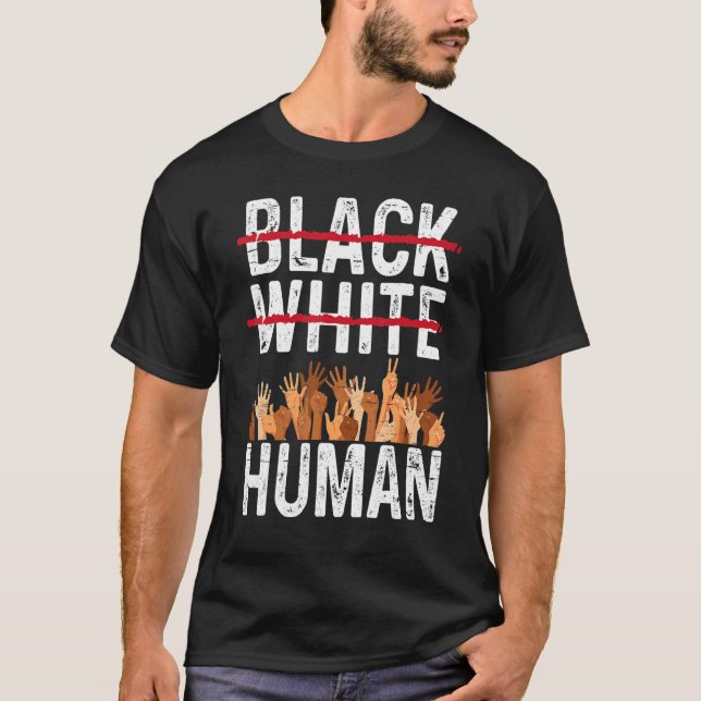 Camiseta Black White Human Equality Appare Black History Mo (Frente)