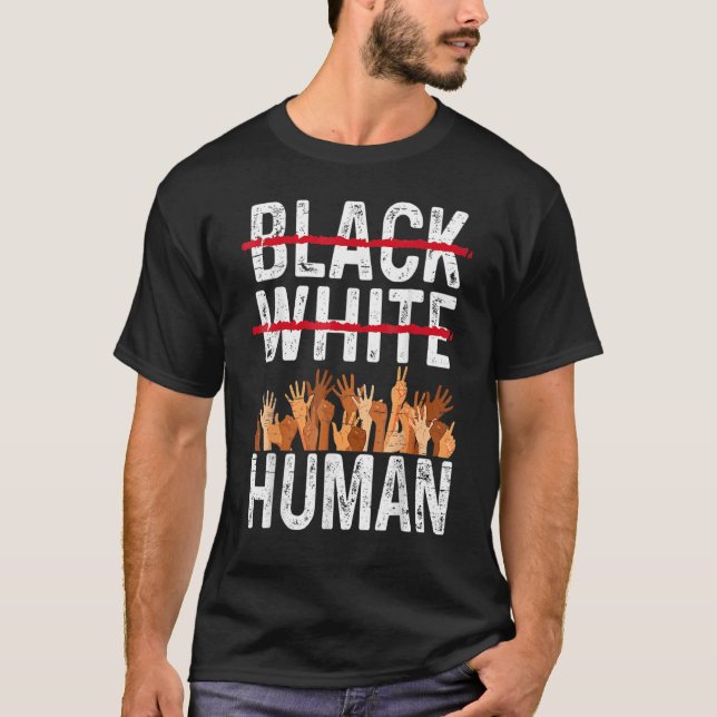 Camiseta Black White Igualdade Humana Compara História Negr (Frente)