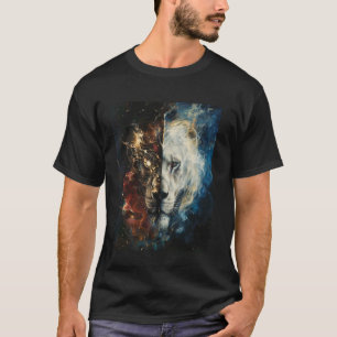 Camiseta Black White Lion Space Stars Moon King of the Jung