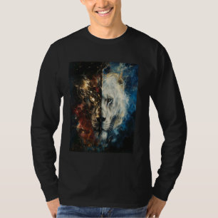 Camiseta Black White Lion Space Stars Moon King of the Jung