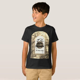 Camiseta Black & White Spooky Correspondendo Felizes Crianç
