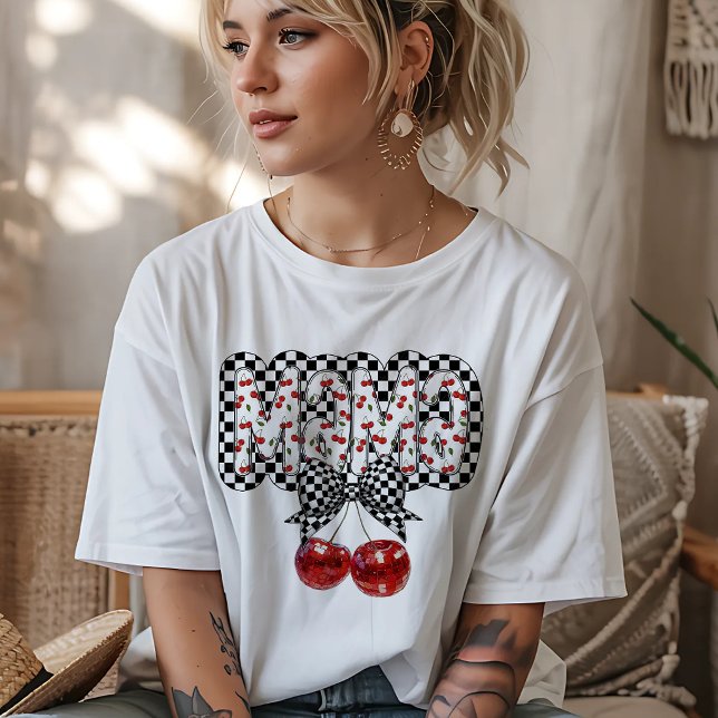 Camiseta Black & White Xadrez Cherry Mama (Criador carregado)