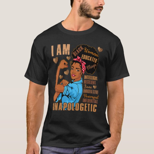 Camiseta Black Woman Educated Intelligent Resilient Powerfu (Frente)
