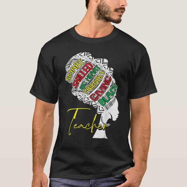 Camiseta Black Woman Teacher Afro Retro Black History Month (Frente)