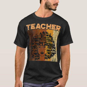 Camiseta Black Woman Teacher Afro Retro Black History Month