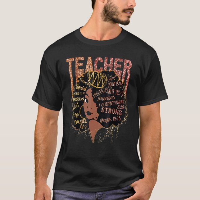 Camiseta Black Woman Teacher Afro Retro Matching Black Hist (Frente)
