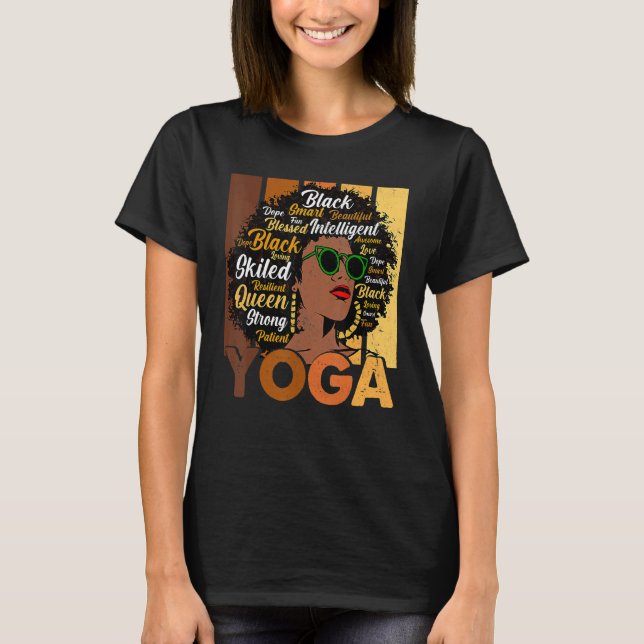 Camiseta Black Woman Yoga Afro Melanin Cool Black History M (Frente)