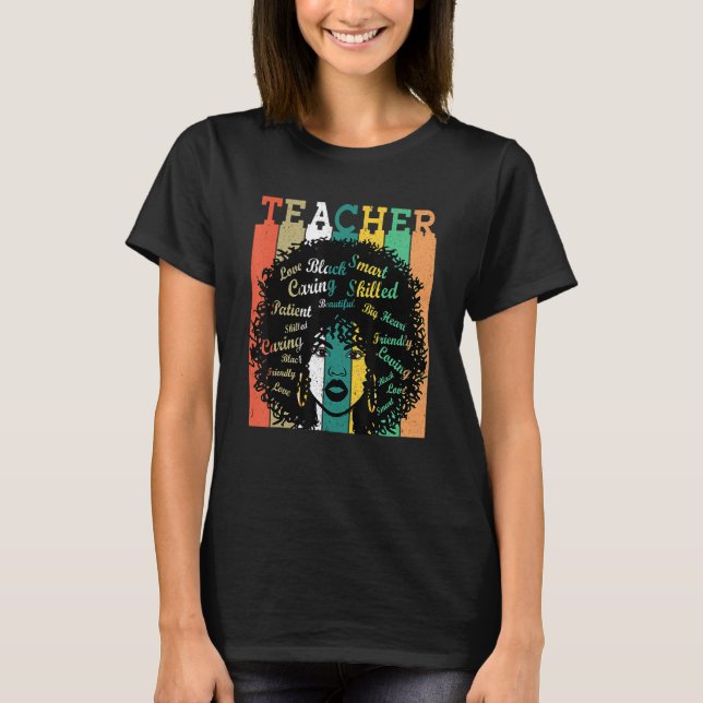 Camiseta Black Women African Teacher Afro Retro Black Histo (Frente)