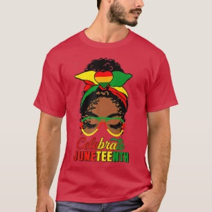Camiseta Black Women Messy Bun Juneteenth Celebrate Indeped