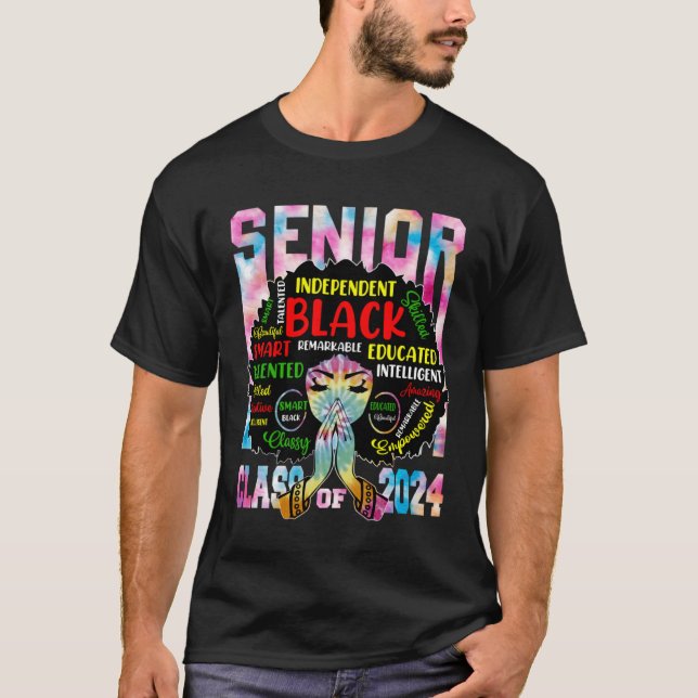 Camiseta Black Women Senior Class Of 2024 Tie Dye African G (Frente)