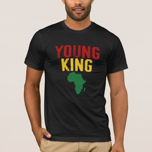 Camiseta Black Young King African American Tee, BLM (Frente)