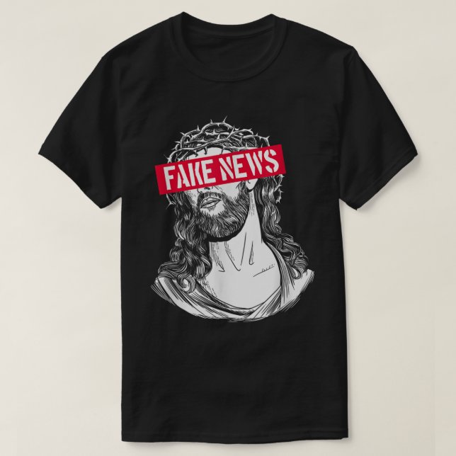 Camiseta Blackcraft AntiChristian Fake News Engraçado Jesus (Frente do Design)