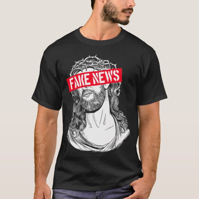 Camiseta Blackcraft AntiChristian Fake News Engraçado Jesus (Frente)
