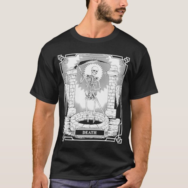 Camiseta Blackcraft Witchy Skeleton Death the Grim Reaper T (Frente)