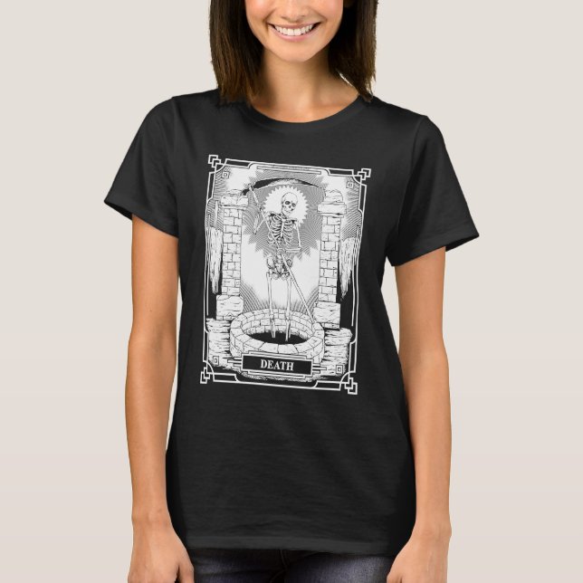 Camiseta Blackcraft Witchy Skeleton Death the Grim Reaper T (Frente)