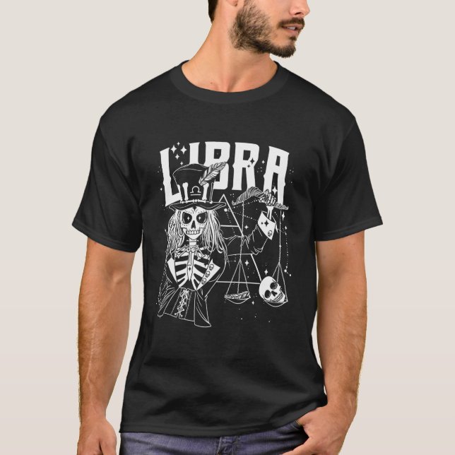 Camiseta Blackcraft Zodiac Sinal Libra Skull Love Cons (Frente)