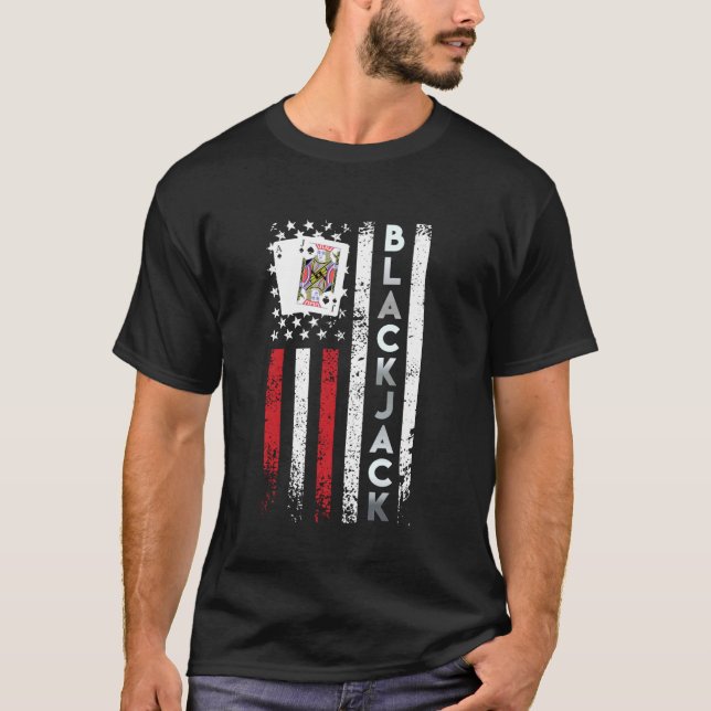 Camiseta Blackjack America BLACKJACK EUA Blackjack Card Gam (Frente)
