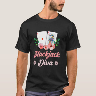 Camiseta BLACKJACK DIVA Player Placa Blackjack Casino Mulhe